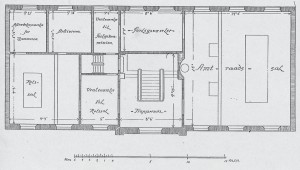 Plan af overetagen før ombygningen i 1919-20.